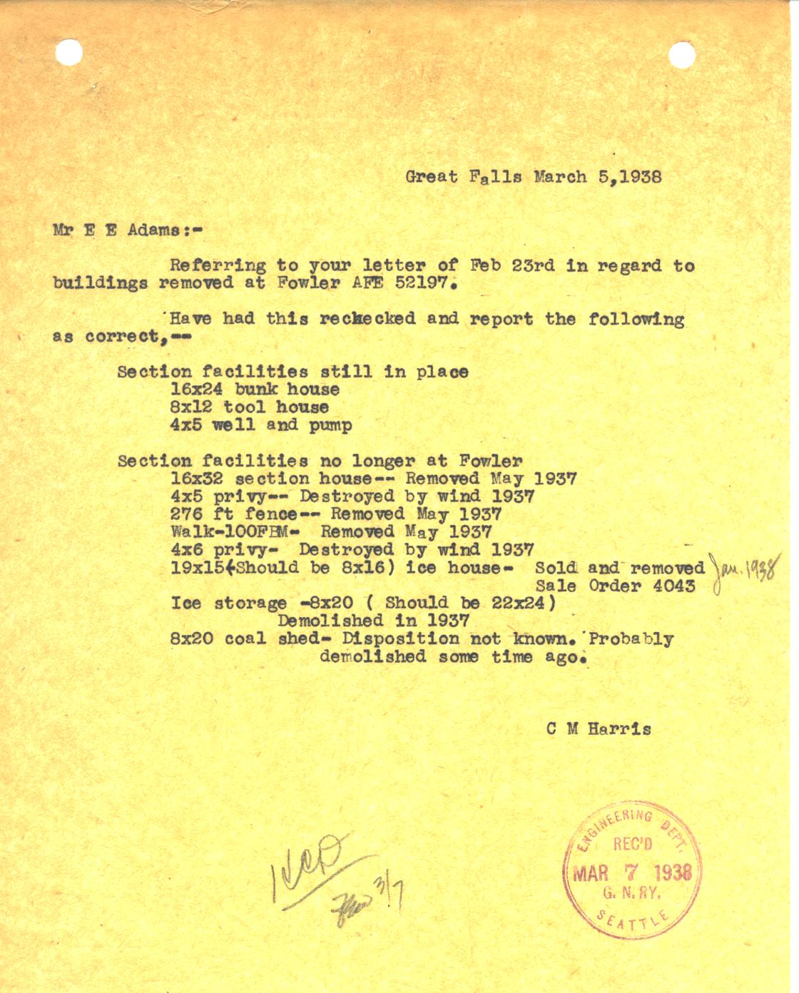 1938 Railroad Correspondence